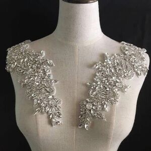 Elegant Silver Beaded Appliqué Set